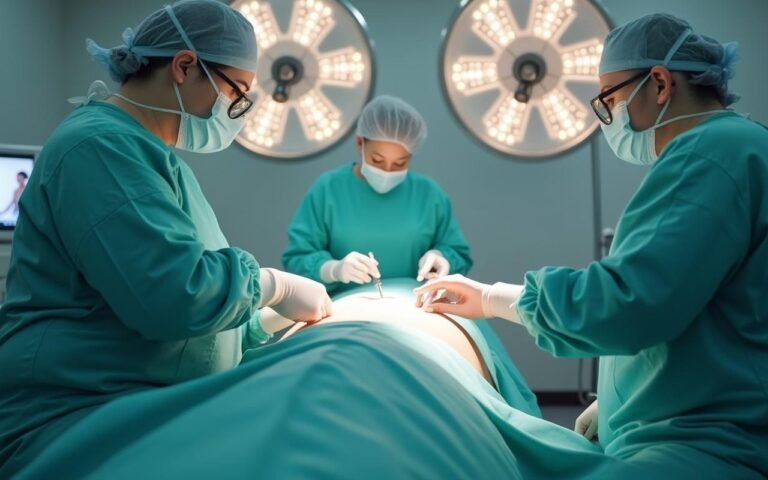 Chirurgie esthétique pour correction de la graisse localisée sur abdomen et cuisses.