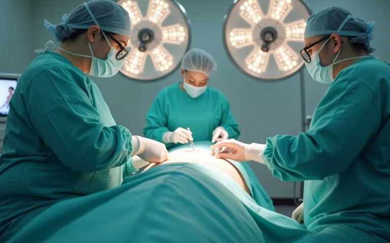 Chirurgie esthétique pour correction de la graisse localisée sur abdomen et cuisses.