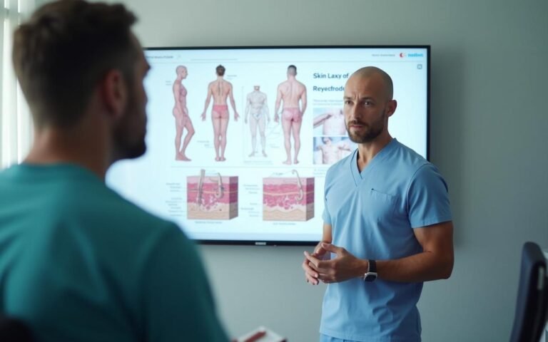 Consultation médicale sur la chirurgie reconstructrice du ventre après obésité.
