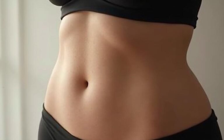 Résultats visibles de la chirurgie Vaser sur un abdomen sculpté.