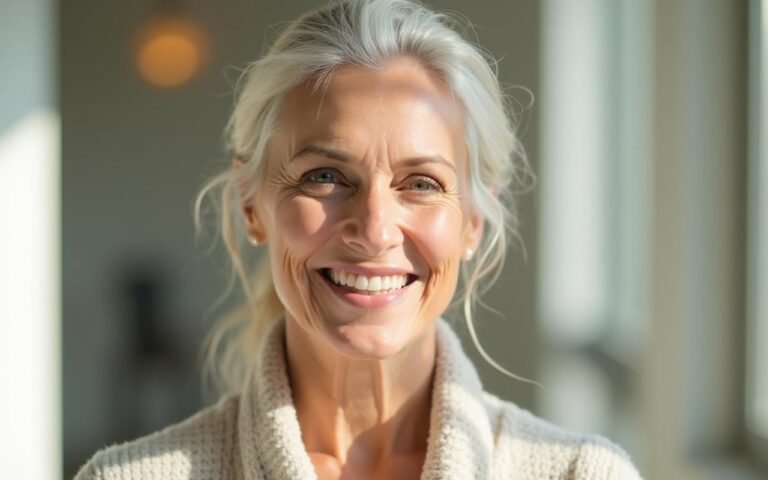 Transformation d'une femme de plus de 50 ans après un lifting visage et cou.