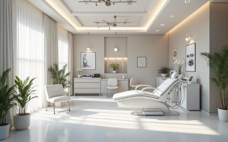 Salle de consultation moderne dans une clinique esthétique en Tunisie.