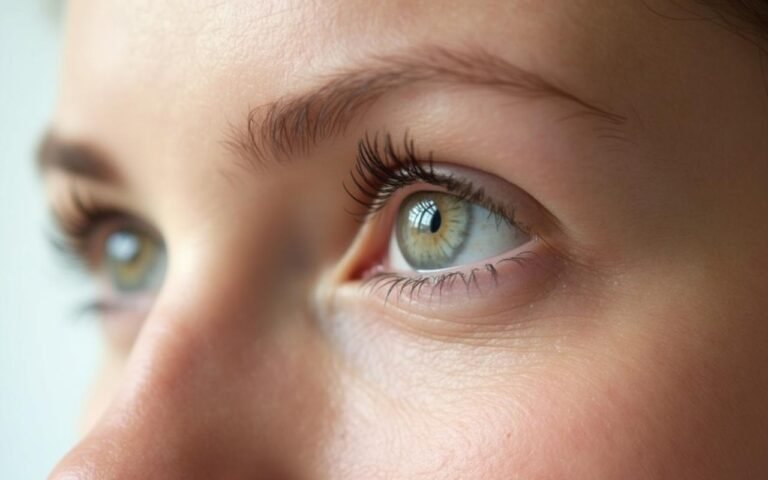 Illustration réaliste sur Poches sous les yeux femme : causes, solutions et traitements efficaces