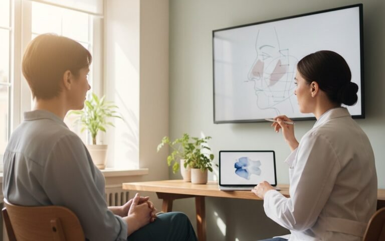 Consultation médicale sur les traitements pour une bosse sur le nez.