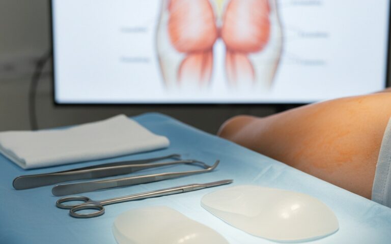 Illustration réaliste sur Chirurgie des petites fesses : implants fessiers