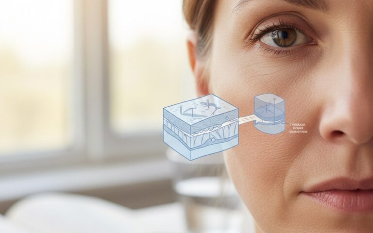 Illustration réaliste sur Blépharoplastie : éliminer les poches sous les yeux
