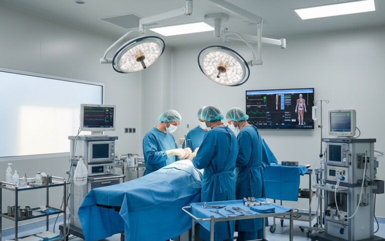 Bloc opératoire moderne en Tunisie pour abdominoplastie, équipements de pointe.
